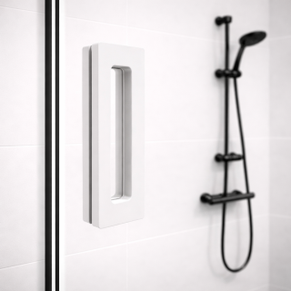 Ручка купе Дриада FDR-112, 155х52 прямоугольная, нержавейка/белый