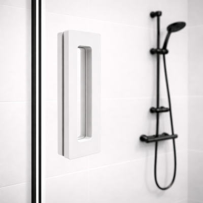 Ручка купе Дриада FDR-112, 155х52 прямоугольная, нержавейка/белый