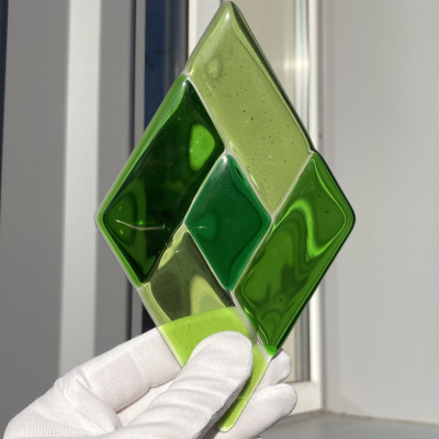 Фьюзинг ромб DFTQ 002 зеленого цвета, 10 cм х 17 cм