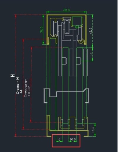 Раздвижная система Нимфа FDS-9 в проем телескопическая, нержавейка/золотой песок