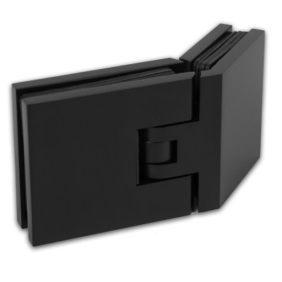 Петля Афродита FDP-234 стекло-стекло 135° с крышками, латунь/черный