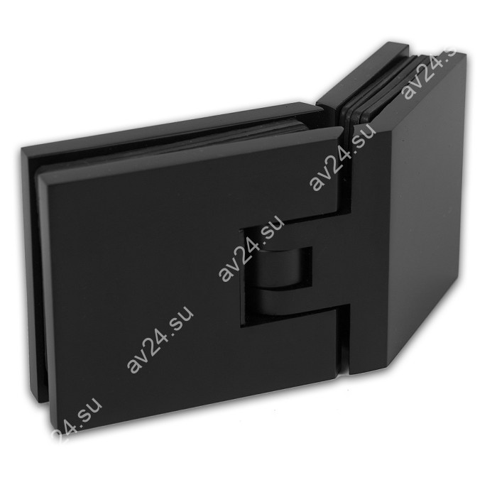 Петля Афродита FDP-234 стекло-стекло 135° с крышками, латунь/черный