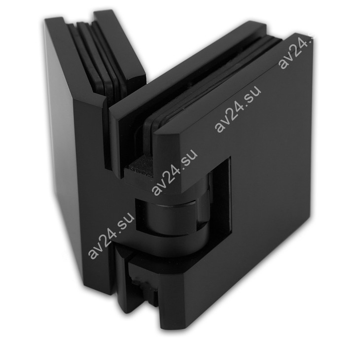 Петля Афродита FDP-234 стекло-стекло 135° с крышками, латунь/черный