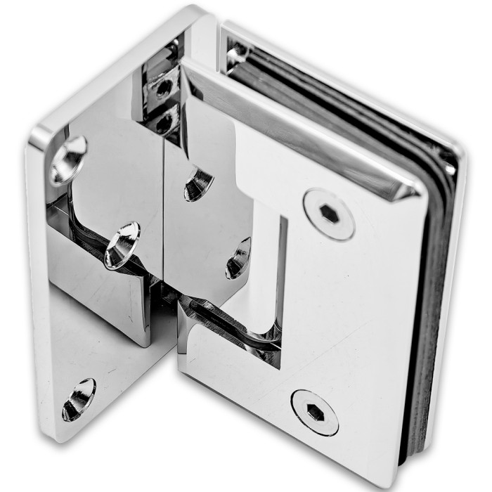 Петля Бета FDP-20-DEF с дефектом стена-стекло с боковым креплением, латунь/хром