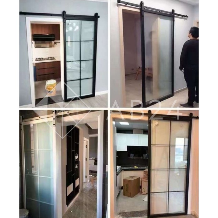 Амбарный механизм FDS-60 для раздвижной деревянной двери, сталь/черный