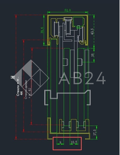 Раздвижная система Нимфа FDS-9 в проем телескопическая, нержавейка/полированный