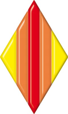 Фьюзинг ромб DFTO 006 желто-красного цвета, 7,6 cм х 12,7 cм