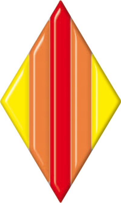 Фьюзинг ромб DFTO 006 желто-красного цвета, 7,6 cм х 12,7 cм