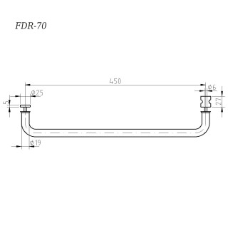 Ручка полотенцесушитель FDR-70.1, 19х450х1.0 мм, нержавейка/полированный