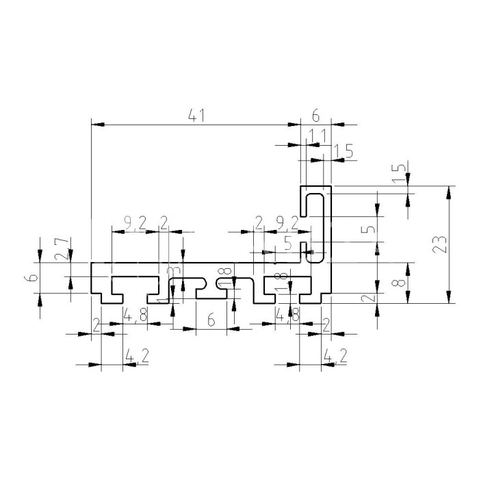Комплект дверной коробки FDM-65, L-образный 3 м, алюминий/черный