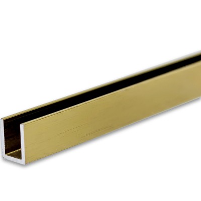 Профиль для стекла и зеркал FSZP-10.3 толщиной 4 мм, длина 3 метра, алюминий/брашированное золото