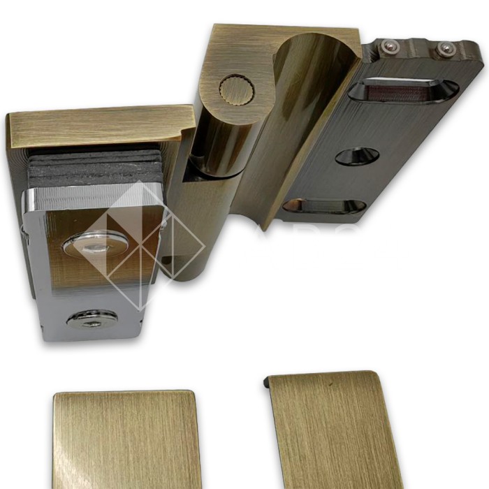 Петля Гера FDP-120 стена-стекло, открывание 90° наружу, латунь/бронза