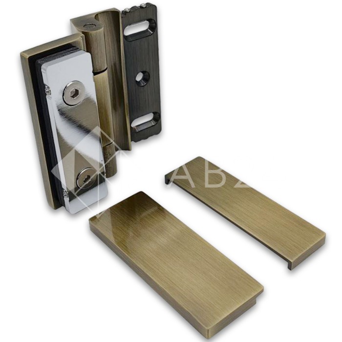 Петля Гера FDP-120 стена-стекло, открывание 90° наружу, латунь/бронза