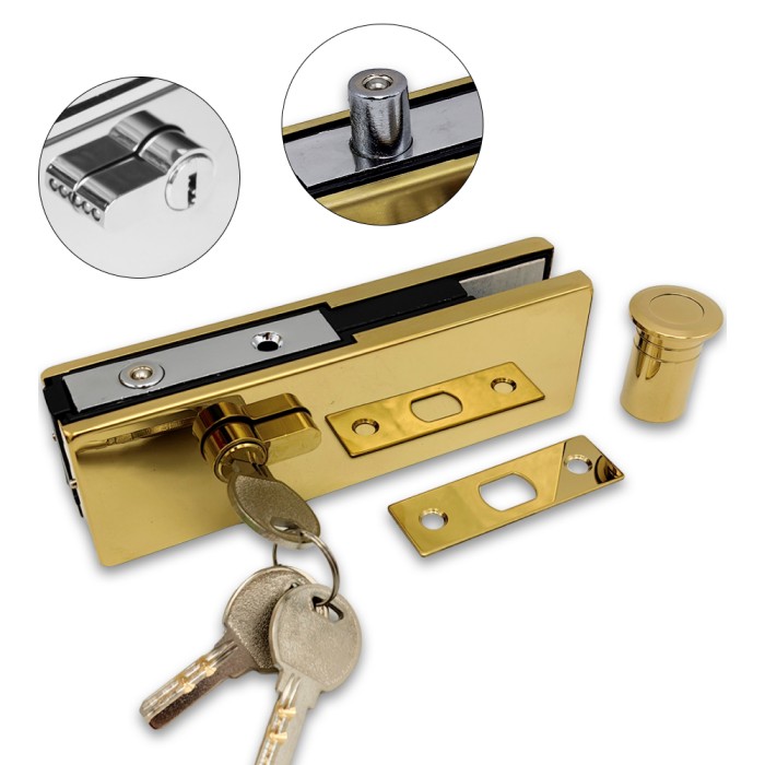 Замок FKZ-39 с круглым ригелем ключ/ключ, нержавейка/золото