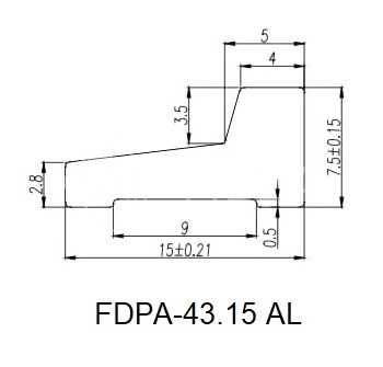 Порог алюминиевый FDPA-43.15 для душевой 1.5 м, алюминий/матовый