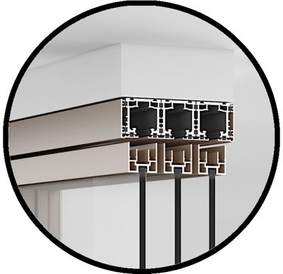 Комплект раздвижной системы Диона DSK-194.2.2L AL/BN на 2 двери в нишу с отталкивающим механизмом, левое открывание, открытое крепление, алюминий/коричневый