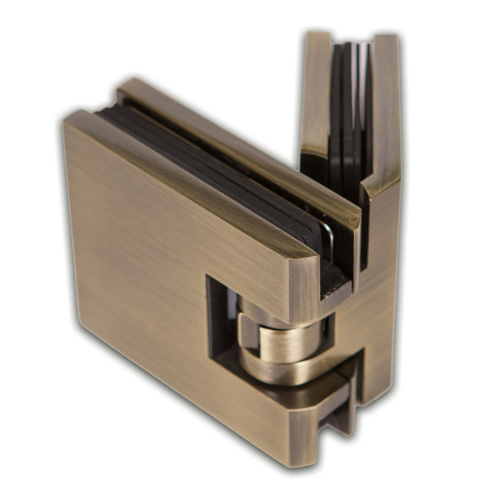 Петля Аврора FDP-185.1 стекло-стекло 135° с крышками, латунь/бронза