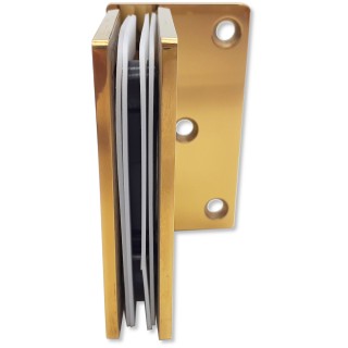 Петля Альфа α FDP-10 стена-стекло с боковым креплением, нержавейка/золото