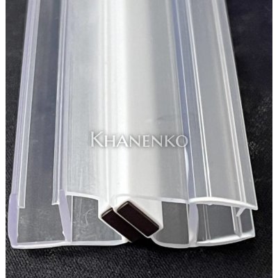 Уплотнитель магнитный ПРЕМИУМ 90° открывание внутрь, прозрачный, белый магнит 2.5 м под стекло 8 мм FDPP-515.8 PVC/CL-W
