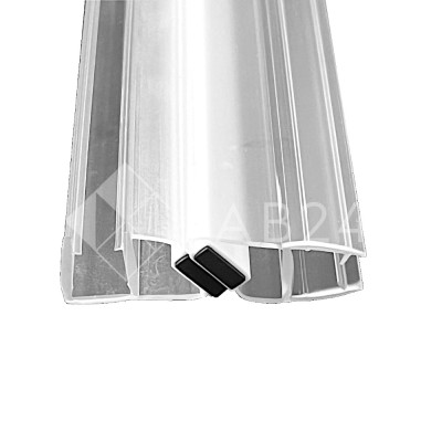 Уплотнитель магнитный ПРЕМИУМ 90° открывание внутрь, прозрачный, белый магнит 2.5 м под стекло 8 мм FDPP-515.8
