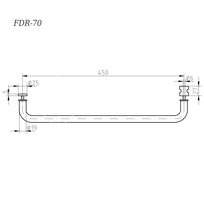 Ручка полотенцесушитель FDR-70.1, 19х450х1.0 мм, нержавейка/золото