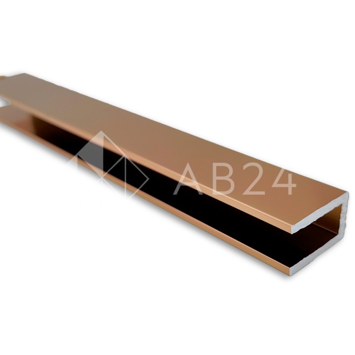Профиль для стекла FDPA-50.3, 19х12.5х2, длина 3 м, алюминий/розовое золото