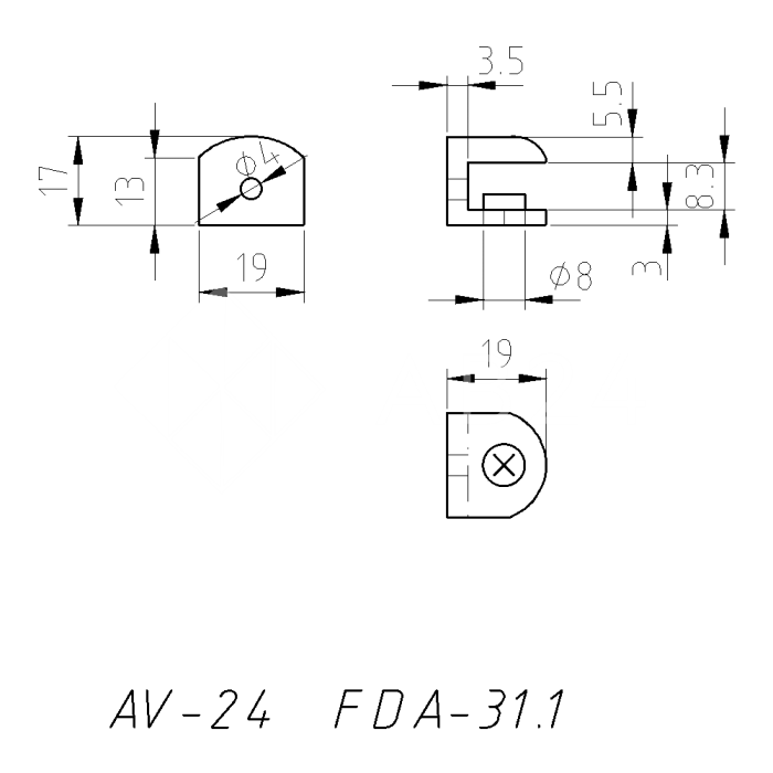 Полкодержатель FDA-31.1 для стекла и зеркала 6-8 мм, цинк/хром