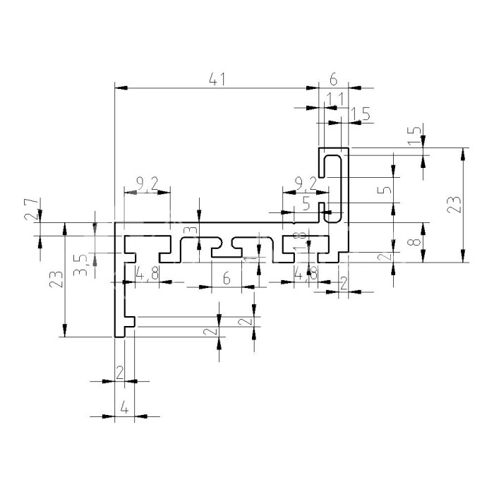 Комплект дверной коробки FDM-66, Z-образный 3м, алюминий/черный