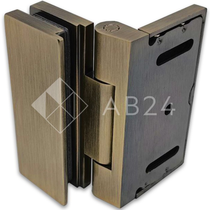 Петля Гера FDP-122 стена-стекло, открывание 90° внутрь, латунь/бронза