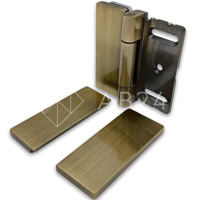 Петля Гера FDP-122 стена-стекло, открывание 90° внутрь, латунь/бронза