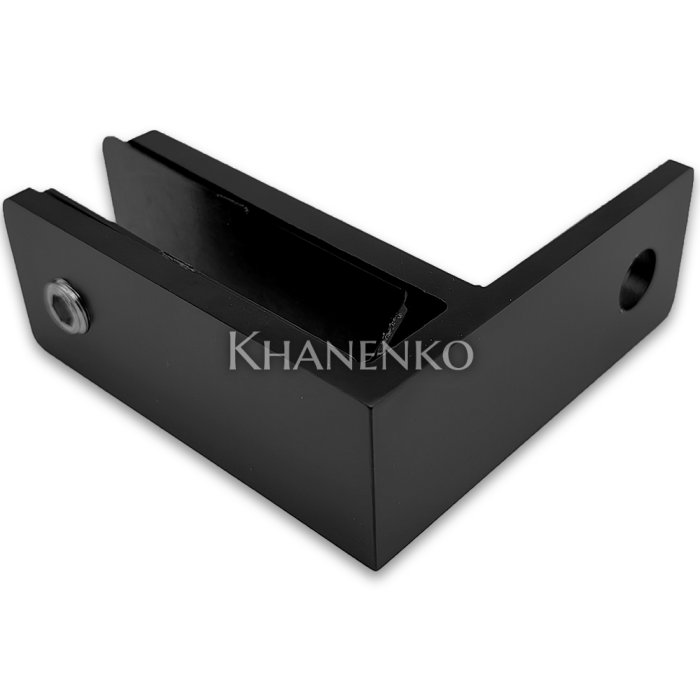 Крепление стекла FKK-203, 67х66 мм стена-стекло 90°, нержавейка/черный
