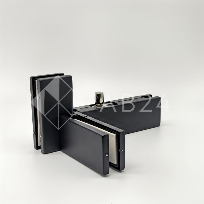 Фитинг угловой FKF-35L с осью и ребром жесткости левосторонний, нержавейка/черный