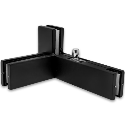 Фитинг угловой FKF-35L с осью и ребром жесткости левосторонний, нержавейка/черный