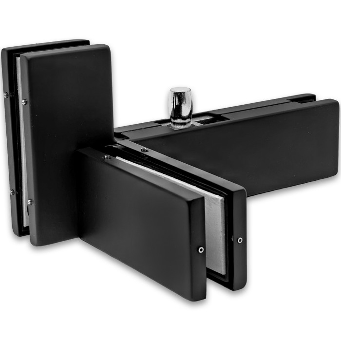 Фитинг угловой FKF-35L с осью и ребром жесткости левосторонний, нержавейка/черный