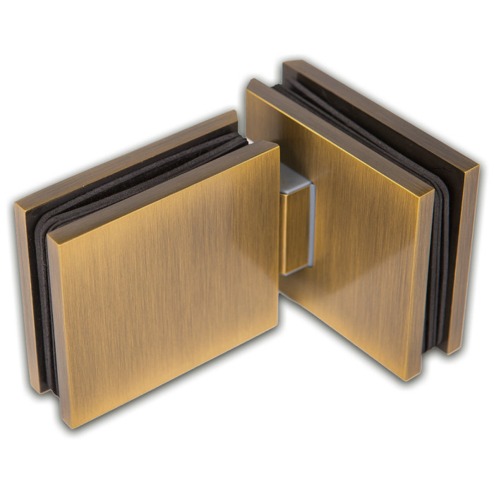 Петля FDP-192.1 стекло-стекло 180° с крышками, латунь/бронза