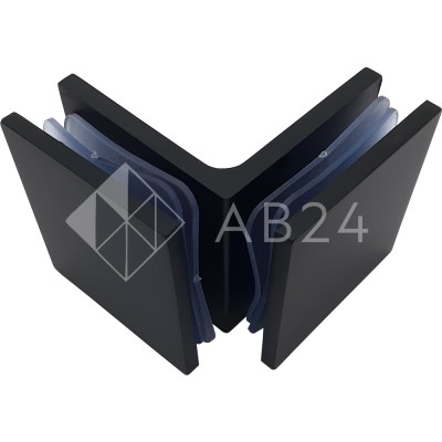 Коннектор для стекла Альфа α FDK-14, стекло-стекло 90°, нержавейка/черный