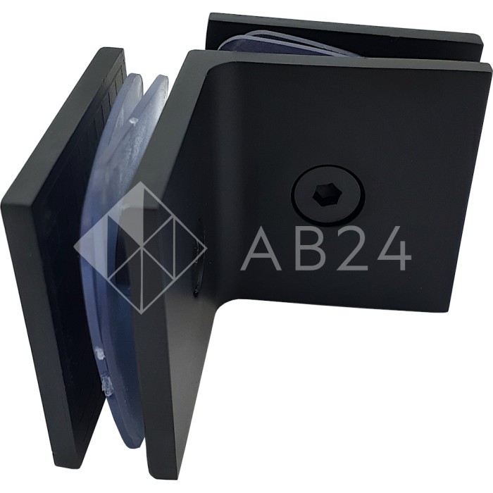 Коннектор для стекла Альфа α FDK-14, стекло-стекло 90°, нержавейка/черный