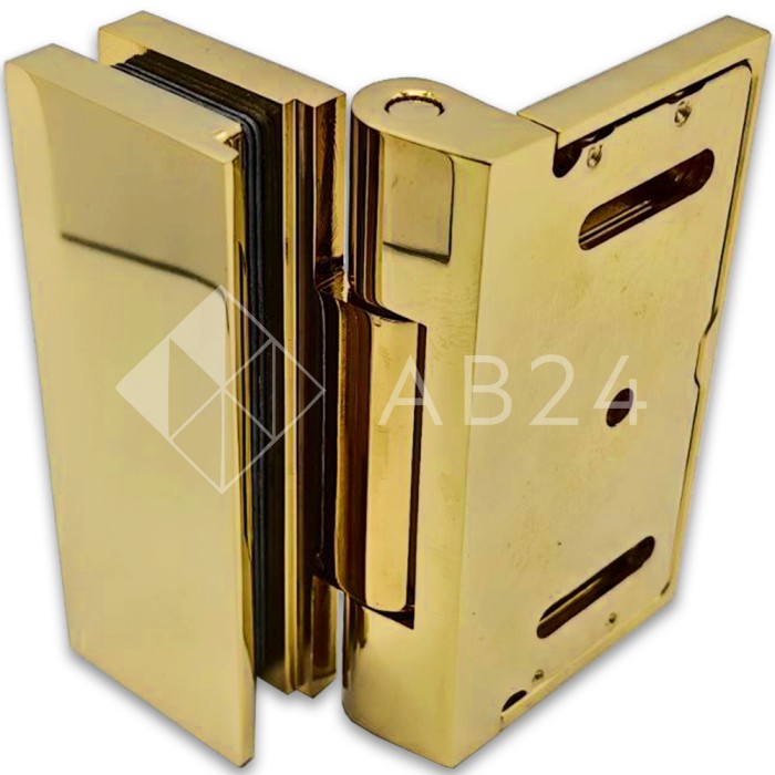 Петля Гера FDP-122 стена-стекло, открывание 90° внутрь, латунь/золото