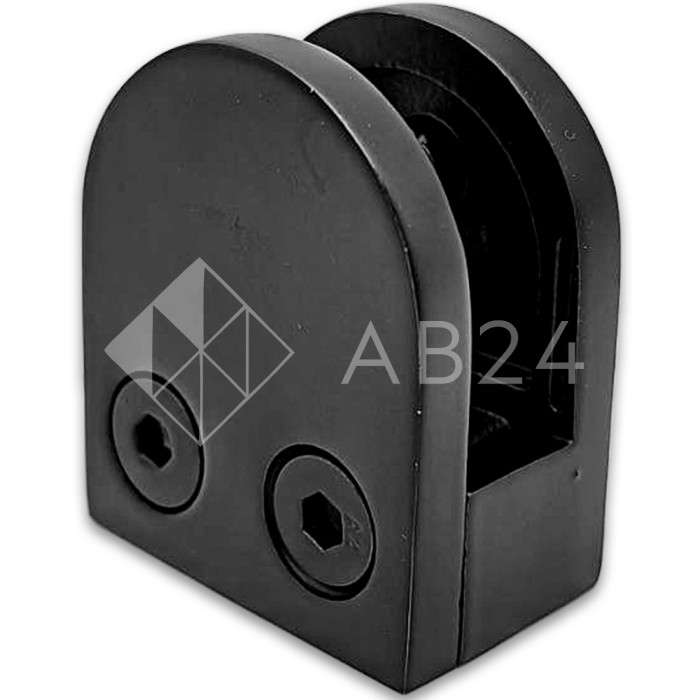 Крепление стекла FKK-82, 46х40х25 к плоской трубе или полу, литое, нержавейка/черный