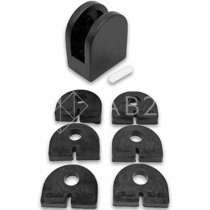 Крепление стекла FKK-82, 46х40х25 к плоской трубе или полу, литое, нержавейка/черный