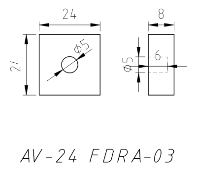 Заглушка квадратная FDRA-03 для ручки скобы 24х24 мм, нержавейка/черный