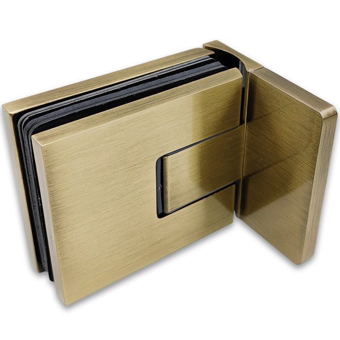 Петля Сирена FDP-210.1 стена-стекло 90° с крышками с бок. креплением, латунь/бронза