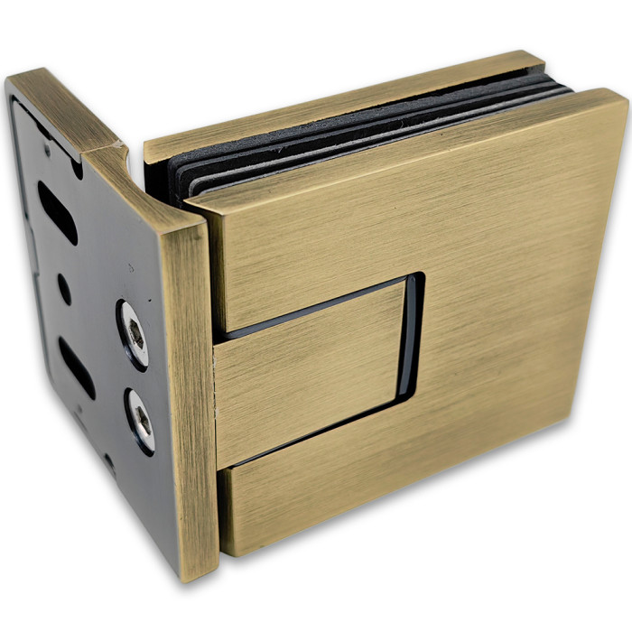 Петля Сирена FDP-210.1 стена-стекло 90° с крышками с бок. креплением, латунь/бронза