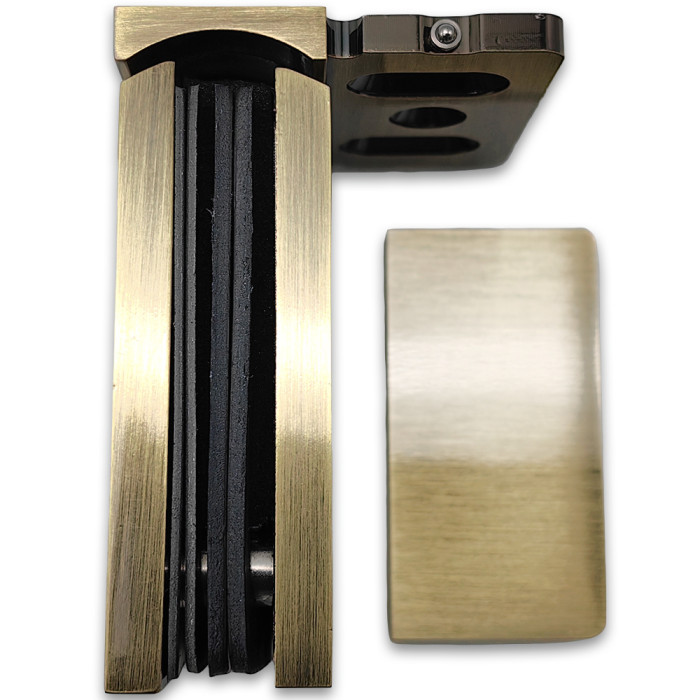 Петля Сирена FDP-210.1 стена-стекло 90° с крышками с бок. креплением, латунь/бронза