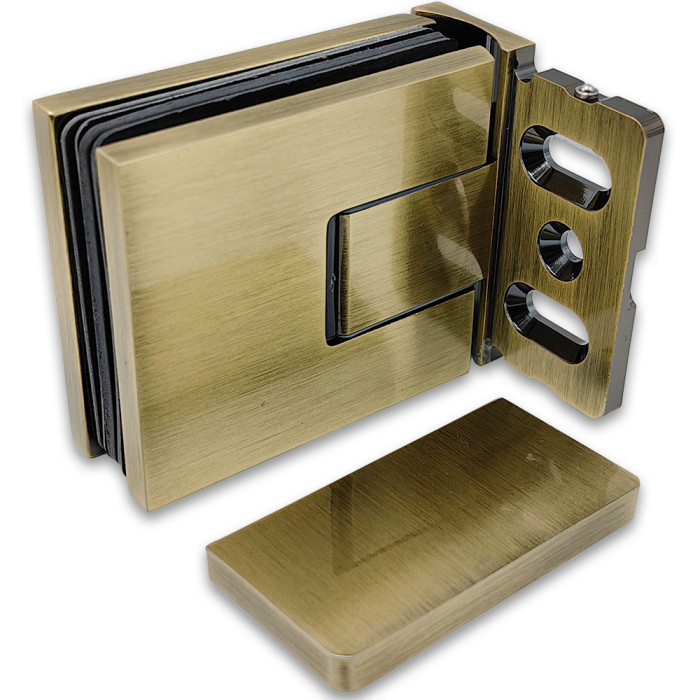 Петля Сирена FDP-210.1 стена-стекло 90° с крышками с бок. креплением, латунь/бронза