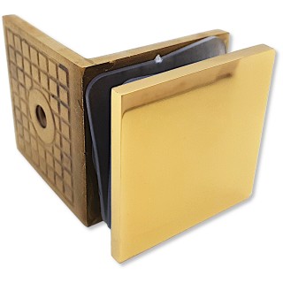 Коннектор для стекла Альфа α FDK-13, стена-стекло 90° с пластиной, нержавейка/золото