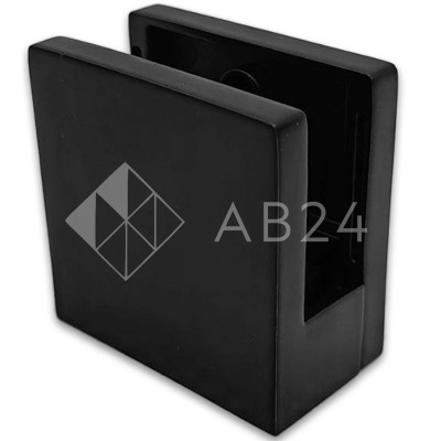 Крепление стекла FKK-83, 45х45х26 к плоской трубе или полу, литое, нержавейка/черный