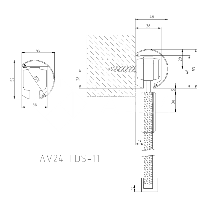 Трек FDS-111.170 для раздвижной системы FDS-11 с крышкой, длина 3 м, алюминий/матовый