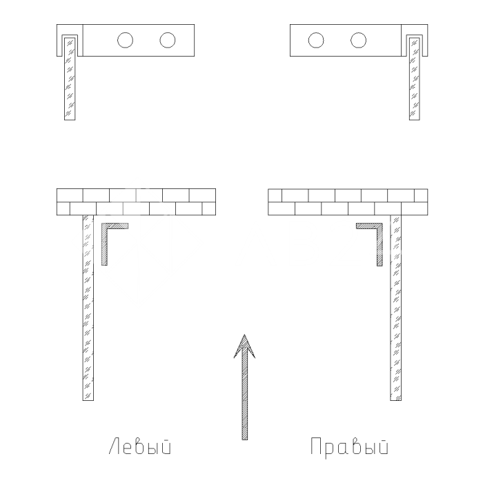 Угловой стабилизатор Диор FDK-3L стена-стекло 90° левый, латунь/оружейная сталь