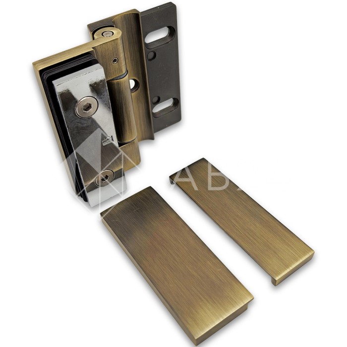 Петля Гера FDP-120 стена-стекло, открывание 90°, цинк/бронза